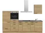 Küchenzeile NOBILIA "Structura I", NEU: individuell anpassbar mit gratis Profi-Beratung", braun (küche: braun, korpus: eiche sierra nachbildung, arbeitsplatte: beton schiefergrau nachbildung), B:300,3cm H:216,6cm T:60cm, Komplettküchen-Sets, Küchenzeile, vormontiert, Breite 300 cm, Ausrichtung wählbar, wahlw. mit E-Geräten