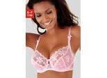 Bügel-BH LASCANA, Damen, Gr. 100, Cup B, rosa (rosé, creme), Spitze, Obermaterial: 60% Polyamid, 20% Elasthan, 20% Polyester, BHs Bügel-BH, mit transparenter Stickerei-Spitze – auch ideal für große Größen