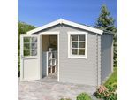 Gartenhaus LASITA MAJA "Nina 275", grau (lichtgrau), ohne Fußboden, ohne Dacheindeckung, Holzwerkstoff, Gartenhäuser, Gartenhaus, Blockbohlenhaus 28mm