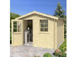 Gartenhaus LASITA MAJA "Nina 275", beige (naturbelassen), ohne Fußboden, ohne Dacheindeckung, Holzwerkstoff, Gartenhäuser, Gartenhaus, Blockbohlenhaus 28mm