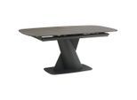 Livetastic Esstisch, Anthrazit, Schwarz, Metall, Glas, Keramik, bootsförmig, Bodenplatte, 180-230x76x95 cm, ausziehbar, Esszimmer, Tische, Esstische, Glastische