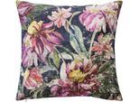 Dekokissen DONE. "Peonies", bunt (bunt, bedruckt), B:45cm L:45cm, Obermaterial: 100% Polyester, Dekokissen_Sitzkissen_Kissenhüllen, Vorderseite im Vintage-Look