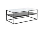 Livetastic Couchtisch, Schwarz, Weiß, Metall, Glas, rechteckig, Flachrohr, 60x43x110 cm, einfacher Aufbau, Wohnzimmer, Wohnzimmertische, Couchtische