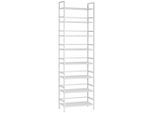 PBJ Schuhregal, Weiß, Metall, 8 Fächer, 59x196x30 cm, Garderobe, Schuhaufbewahrung, Schuhregale
