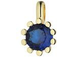 Kettenanhänger JOBO "Farbstein-Anhänger blau 14 mm", vergoldet, blau, Schmuckanhänger, Damen, Silber 925 (Sterlingsilber), Kettenanhänger, 925 Silber rhodiniert oder vergoldet