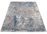 Teppich OCI DIE TEPPICHMARKE "JUWEL LIRAY", grau (grau, petrol), B:80cm H:20mm L:200cm, Polyester, Polypropylen, Teppiche, Teppich, Kurzflor, Wohnzimmer, Marmor Optik, Hoch Tief Effekt