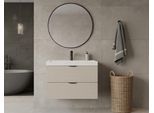 Waschtisch WELLTIME "FLOW STRIPE mit Waschbecken, Breite 60 oder 80cm, modernes Design", cashmere, cashmere, B:80cm T:45cm, Waschtische, Waschtisch, Schrank mit 2 Schubladen, Soft-Close-Function, in 2 Breiten erhältlich