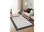 Teppich CALVIN KLEIN HOME "Dark Pulse, mit Rahmen, Designerteppich", grau, cream, B:80cm H:6mm L:150cm, Kunstfaser, Teppiche, Teppich, elegantes Design, Wohnzimmer, Schlafzimmer, Esszimmer