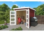 Gartenhaus LASITA MAJA "Zambezi 1", rot (schwedenrot), ohne Fußboden, ohne Dacheindeckung, Massivholz, Gartenhäuser, Gartenhaus, Blochbohlenhaus 28mm