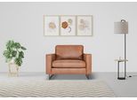 Loveseat HOME AFFAIRE "Pinto 105 cm, Cord, Chenille, Lederoptik", braun (cognac), B:105cm H:85cm T:97cm, Kunstleder (65% Polyester, 35% Lederfasern);Cord (92% Polyester, 8% Polyamide), Sessel, mit Keder, Metallfüßen und auch in Cord Bezug erhältlich
