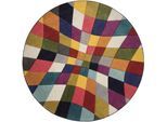 Teppich FLAIR RUGS "Rhumba", bunt (multi), H:10mm Ø:160cm, Polypropylen, Teppiche, Teppich, fußbodenheizungsgeeignet, geometrisches & buntes Muster, Rauten