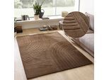 Wollteppich OTTO HOME "Gabbo Design, Handgefertigt, Teppich, reine Wolle" Gr. 8, braun, B:300cm H:14mm L:400cm, Wolle, Teppiche, Hoch-Tief-Effekt, reine Wolle, Scandi-Look, Naturfaser