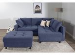 Ecksofa COLLECTION AB "Toni L-Form, B: 215 cm", blau (blau, marine), B:215cm H:44cm T:184cm, 100%Polyester, Sofas, Ecksofa, Set: Sofa & Hocker, 2 Zierkissen, Federkern