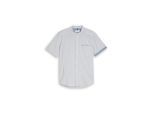 TOM TAILOR Herren Regular Fit Kurzarmhemd mit Stehkragen, weiß, Meliert, Gr. M
