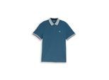 TOM TAILOR Herren Piqué Poloshirt mit Logo-Print, blau, Uni, Gr. M