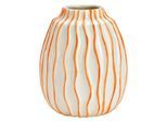 Vase gestreift aus Keramik Orange/Weiß