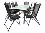 Garten-Essgruppe VCM "9-tlg Sitzgruppe Gartenmöbel Tisch Stühle Set 189M", schwarz, B:189cm T:90cm, Obermaterial: 100% Metall MT., Sitzmöbel-Sets, Garten-Essgruppe