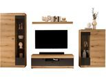 Wohnwand HOME AFFAIRE "Soleto, zeitlose Anbauwand, Komplettset im modernen Stil", eiche evoke, B:350cm H:201cm T:35cm, Kastenmöbel-Sets, Wohnwand, enthält Vitrinen, Lowboard und Wandboard