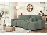 Ecksofa HOME AFFAIRE "FELICI, Schlafsofa 233cm, L-Form mit Recamiere beidseitig montierbar", grün, B:233cm H:88cm T:142cm, 100% Polyester, Sofas, Ecksofa, Designsofa mit Bettfunktion und Bettkasten, Maße B/T/H: 233/142/88 cm