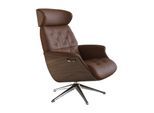 Relaxsessel FLEXLUX "Volden Fernsehsessel, verstellbarer Rücken- & Kopfstütze, drehbar", braun (old chesnut braun), B:83cm H:112cm T:125cm, 100% Echteder, Sessel, Relaxsessel, Rücken- und Kopfteilverstellung, Drehbar, Fuß Alu, Armlehne Walnuss