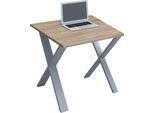 Schreibtisch VCM "Schreibtisch Bürotisch Computertisch 80x80 Lona X", braun (silber, sonoma, eiche), B:80cm T:80cm, Tische, Schreibtisch