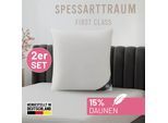 Federkissen SPESSARTTRAUM "FIRST CLASS, Kopfkissen 1-tlg. oder 2-tlg. 40x80 oder 80x80 cm", weiß, B:80cm L:80cm, Bezug: 100% Baumwolle. Füllung: 85% Federn, 15% Daunen, Kopfkissen, Federkissen, hergestellt in Deutschland, allergikerfreundlich, im Set günstiger
