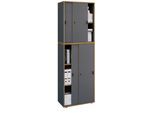 Aktenschrank VCM "Büroschrank Aktenschrank Schiebetüren Salia 5fach", schwarz (anthrazit), B:60cm T:37cm, Obermaterial: 100% Holz Wood., Schränke, Aktenschrank