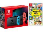 NINTENDO SWITCH Spielekonsole "Switch Neon-Rot/Neon-Blau inkl. Tomodachi Life", schwarz (neonrot, neonblau), B:23,9cm H:10,2cm T:1,39cm, Spielekonsolen, Switch Neon-Rot/Neon-Blau inkl.Tomodachi Life: Wo Träume wahr werden