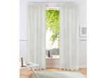 Gardine OTTO HOME "Kym" Gr. 2, beige (beige, weiß), B:135cm H:175cm, Leinen, Polyester, Gardinen, Gardine, Halbtransparent, Multifunktionalband, Pflegeleicht, stilvoll