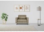 Loveseat HOME AFFAIRE "Pinto 105 cm, Cord, Chenille, Lederoptik", beige, B:105cm H:85cm T:97cm, Luxus-Microfaser in Lederoptik (100% Polyester, ;Cord (92% Polyester, 8% Polyamide), Sessel, Loveseat, mit Keder, Metallfüßen und auch in Cord Bezug erhältlich