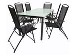 Garten-Essgruppe VCM "7-tlg Sitzgruppe Gartenmöbel Tisch Stühle Set 189M", schwarz, B:189cm T:90cm, Obermaterial: 100% Metall MT., Sitzmöbel-Sets, Garten-Essgruppe
