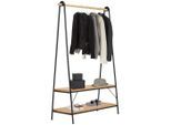 Carryhome Garderobenständer, Schwarz, Kiefer, Holz, Metall, Kiefer, vollmassiv, 111.5x170x45 cm, Schuhablage, standfeste Füße, Hosenhalter, Jackenhalter, Garderobe, Garderobenständer