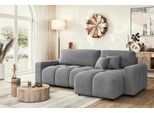 Ecksofa HOME AFFAIRE "FELICI, Schlafsofa 233cm, L-Form mit Recamiere beidseitig montierbar", grau, B:233cm H:88cm T:142cm, 100% Polyester, Sofas, Ecksofa, Designsofa mit Bettfunktion und Bettkasten, Maße B/T/H: 233/142/88 cm