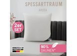 3-Kammer-Kopfkissen SPESSARTTRAUM "Arosa Sparset", weiß, B:80cm L:80cm, Bezug Außenkissen: 100% Baumwolle. Füllung Außenkammer: 90% Daunen, 10% Federn. Füllung Innenkammer: 100% Federn, Kopfkissen, 3-Kammer-Kopfkissen, Kissen 40x80, 80x80 cm & weitere Größen