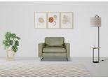 Loveseat HOME AFFAIRE "Pinto 105 cm, Cord, Chenille, Lederoptik", grün, B:105cm H:85cm T:97cm, Kunstleder (65% Polyester, 35% Lederfasern);Cord (92% Polyester, 8% Polyamide), Sessel, Loveseat, mit Keder, Metallfüßen und auch in Cord Bezug erhältlich