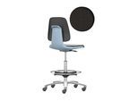 bimos Arbeitsdrehstuhl LABSIT, Hochstuhl mit Sitz-Stopp-Rollen und Fußring, Sitz mit Stoffbezug, blau