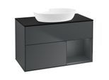 Villeroy und Boch Finion Waschtischunterschrank FA22HGHG 100cm, Abdeckplatte black matt, Regale Midnight matt lacquer, Midnight Blue Matt Lacquer