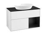 Villeroy und Boch Finion Waschtischunterschrank FA22PDGF 100cm, Abdeckplatte black matt, Regale Black matt lacquer, Glossy white lacquer