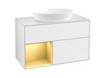 Villeroy und Boch Finion Waschtischunterschrank GA11HFGF 100cm, Abdeckplatte white matt, Emotion, Regale Gold matt lacquer, Glossy white lacquer