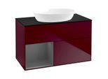 Villeroy und Boch Finion Waschtischunterschrank GA12GKHB 100cm, Abdeckplatte black matt, Emotion, Regale Anthracite matt lacquer, Peony Matt