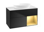 Villeroy und Boch Finion Waschtischunterschrank FA21HFPD 100cm, Abdeckplatte white matt, Regale Gold matt lacquer, Black matt lacquer