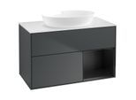 Villeroy und Boch Finion Waschtischunterschrank FA21PDHG 100cm, Abdeckplatte white matt, Regale Black matt lacquer, Midnight Blue Matt Lacquer