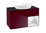 Villeroy und Boch Finion Waschtischunterschrank GA22MTHB 100cm, Abdeckplatte black matt, Emotion, Regale White matt lacquer, Peony Matt