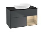 Villeroy und Boch Finion Waschtischunterschrank GA22PCHG 100cm, Abdeckplatte black matt, Emotion, Regale Oak Veneer, Midnight Blue Matt Lacquer
