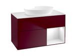 Villeroy und Boch Finion Waschtischunterschrank GA21GFHB 100cm, Abdeckplatte white matt, Emotion, Regale Glossy white lacquer, Peony Matt