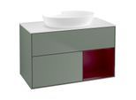 Villeroy und Boch Finion Waschtischunterschrank GA21HBGM 100cm, Abdeckplatte white matt, Emotion, Regale Peony matt lacquer, Olive Matt Lacquer