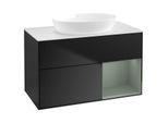 Villeroy und Boch Finion Waschtischunterschrank GA21GMPD 100cm, Abdeckplatte white matt, Emotion, Regale Olive matt lacquer, Black matt lacquer