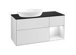 Villeroy und Boch Finion Waschtischunterschrank GA52GFMT 120cm, Abdeckplatte black matt, Emotion, Regale Glossy white lacquer, White matt lacquer