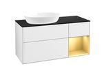 Villeroy und Boch Finion Waschtischunterschrank GA52HFGF 120cm, Abdeckplatte black matt, Emotion, Regale Gold matt lacquer, Glossy white lacquer