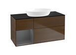 Villeroy und Boch Finion Waschtischunterschrank FA62GKGN 120cm, Abdeckplatte black matt, Regale Anthracite matt lacquer, Walnut veneer